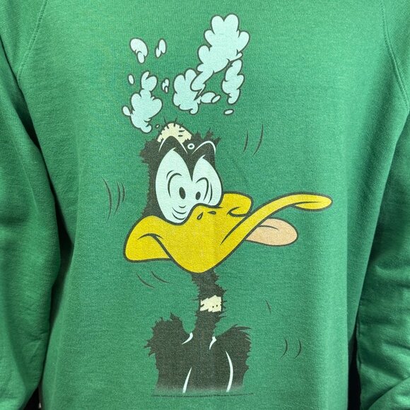 Delta Fleece Y2K Adult XL Daffy Duck Graphic Sweatshirt Green - Picture 3 of 5